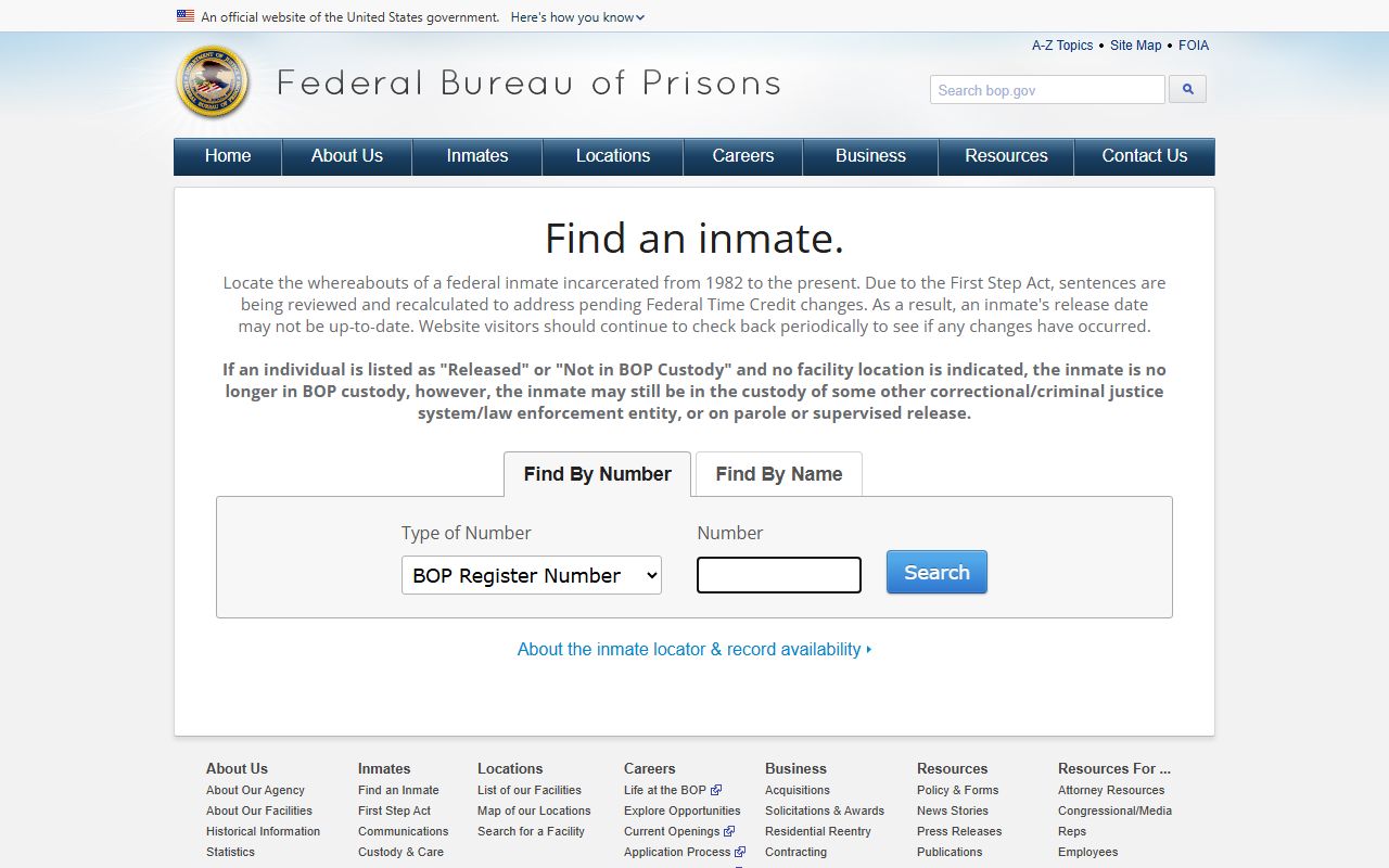 Harding County inmate records Federal Bureau of Prisons inmate locator