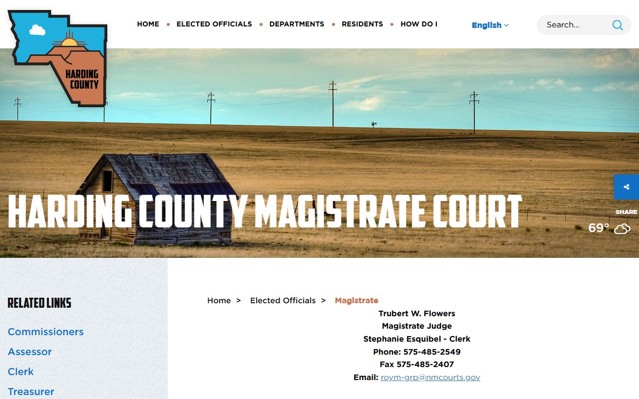Harding County traffic court records Magistrate Court page