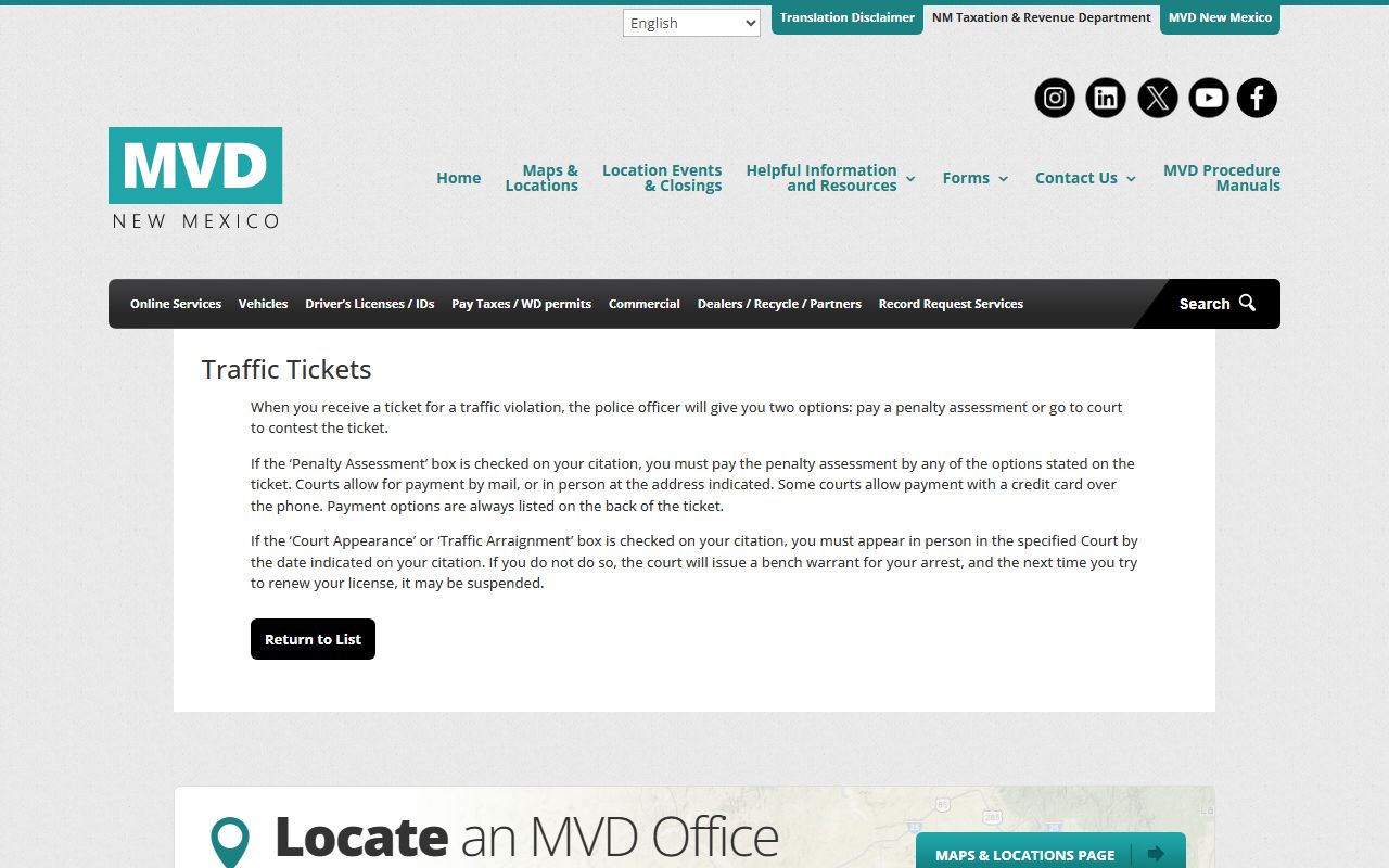 Harding County traffic court records New Mexico MVD traffic tickets