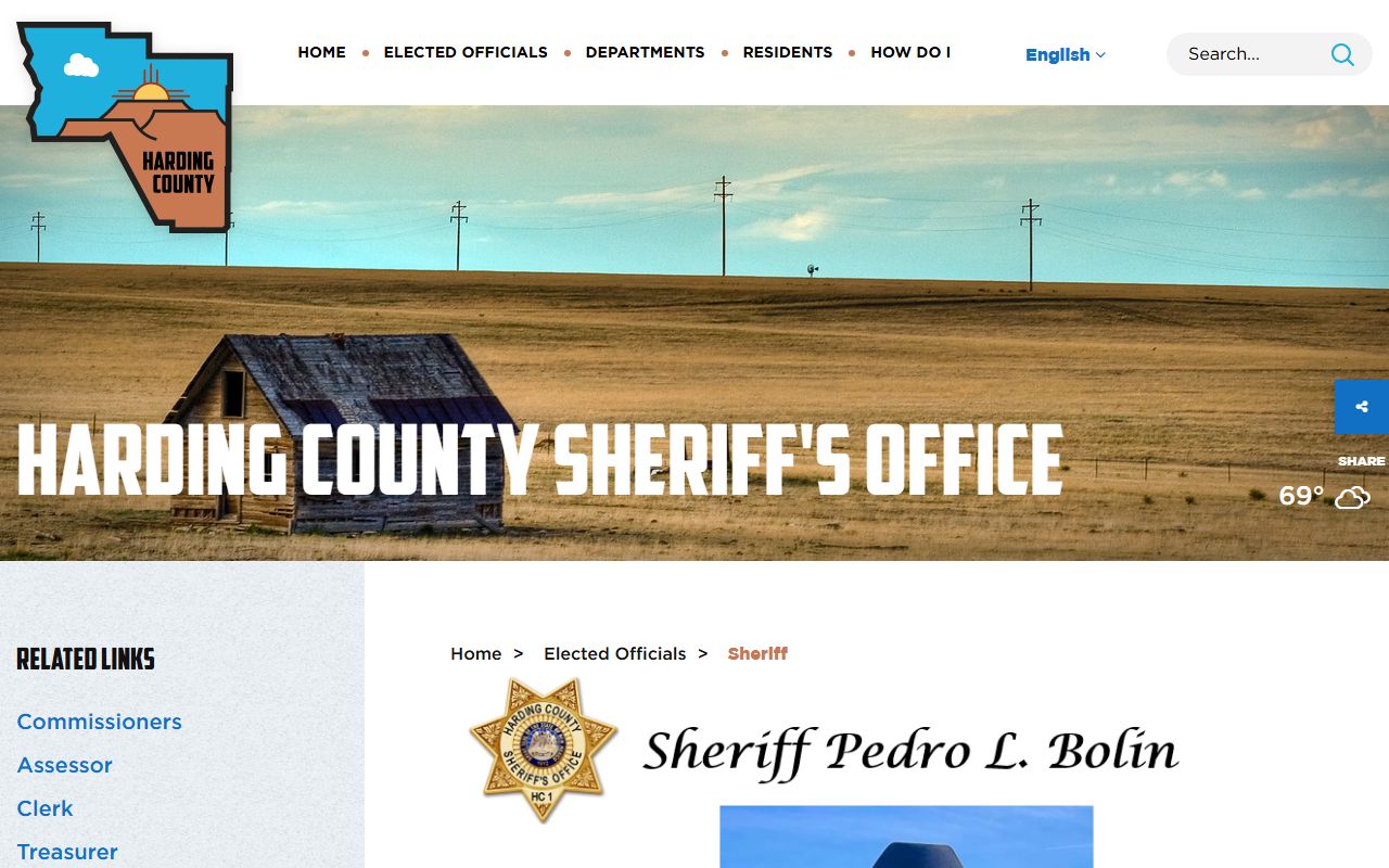 Harding County warrant records sheriff office page